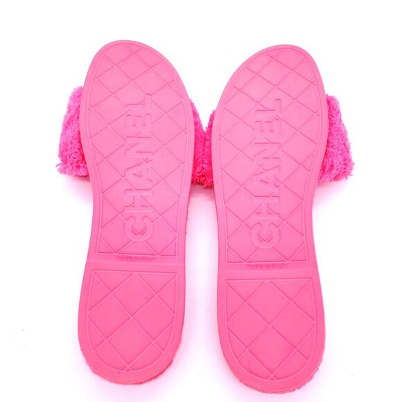CHANEL Terry CC Flat Mules Sandals 39 Pink - Picture 4 of 8